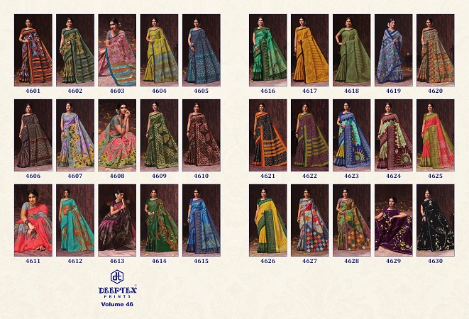 Deeptex Mother India Vol 46 Regular Wear Wholesale Cotton Printed Sarees
